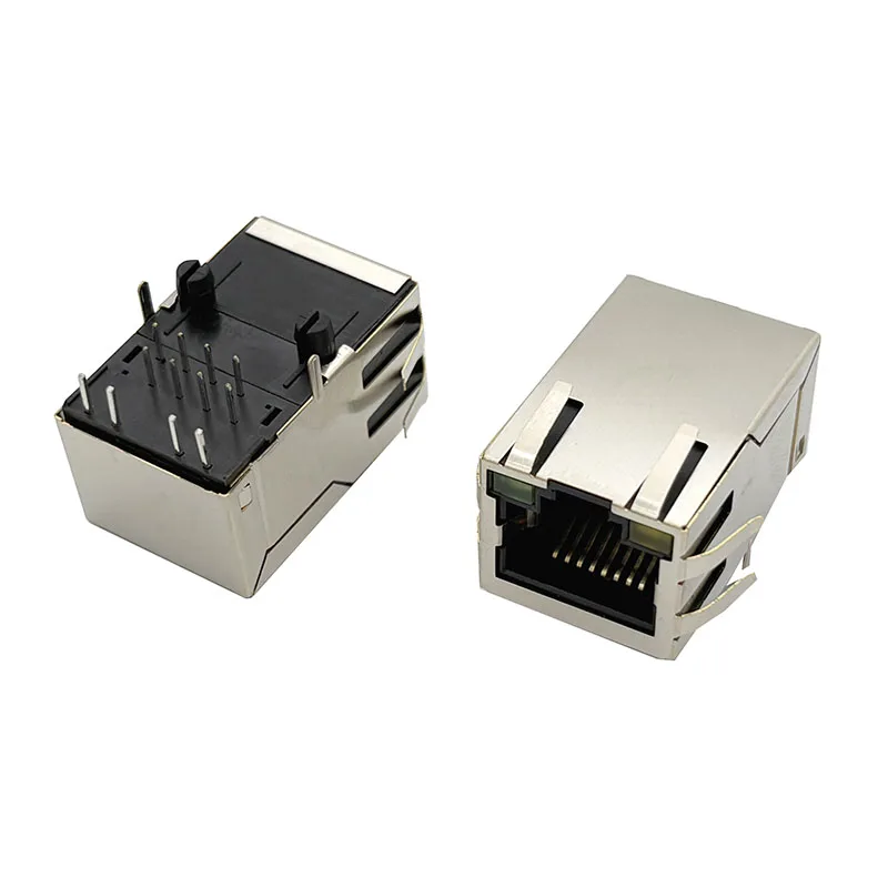 5PCS RJ45 Network Connector 1x1 TAB UP, Card Up, With LED, 100M Fast Ethernet Transformer Filter