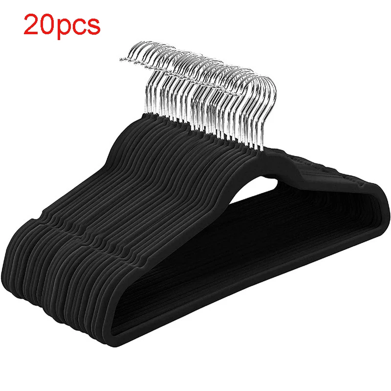 20pcs Slim Velvet Non-Slip Suit Hanger, Durable, Space Saving Hanger with Shoulder Slot