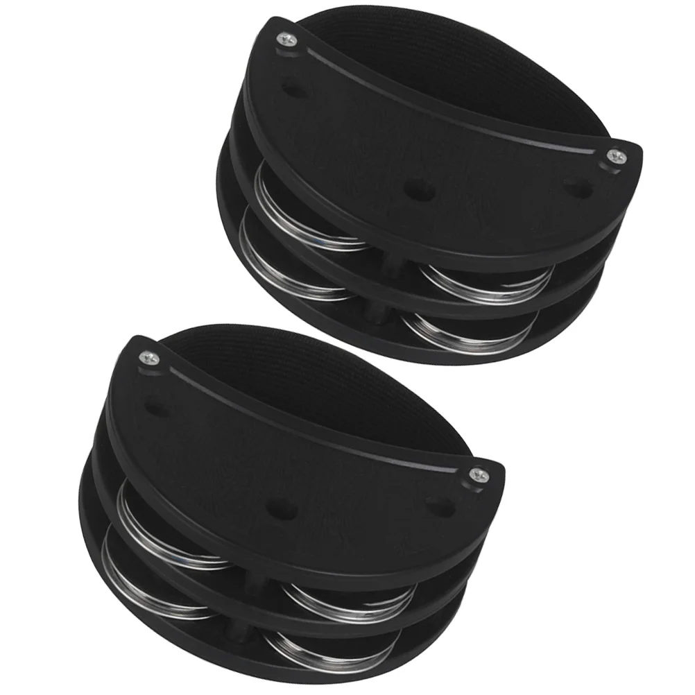 

2 Pcs Foot Bell Tambourine Bulk Percussion Tambourines for Adults Accompaniment Double Row Musical Step Metal