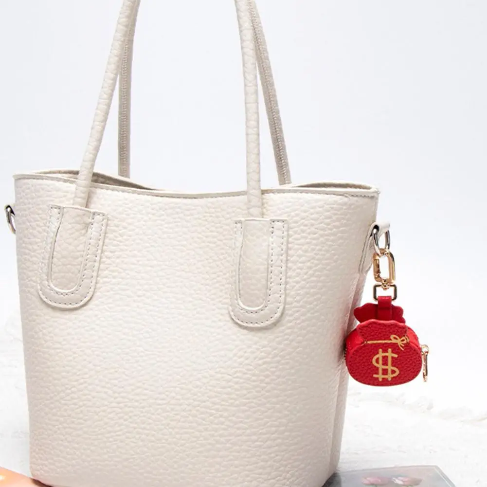 Kreatywny portfelik na monety w kształcie czerwonego woreczka pieniężnego, wykonany ze skóry PU, uroczy breloczek z pandą, mini woreczek do przechowywania, mały, wykwintny prezent na Boże Narodzenie.