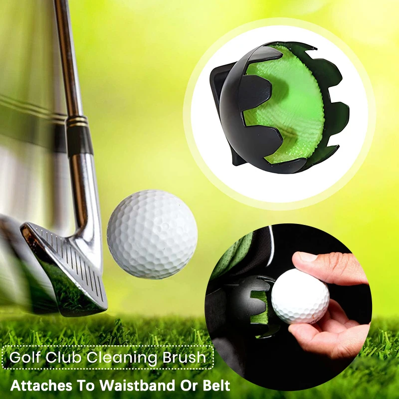 New Portable Golf Ball Cleaner Attaches To Waistband Or Belt Simple Single Handed Design Microfiber Essential Golf Accessories