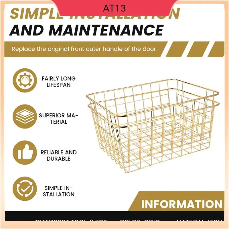 

AT13 Wire Baskets, Gold 2 Pack Wire Basket, Organizing Storage Crafts Decor Kitchen (Gold )