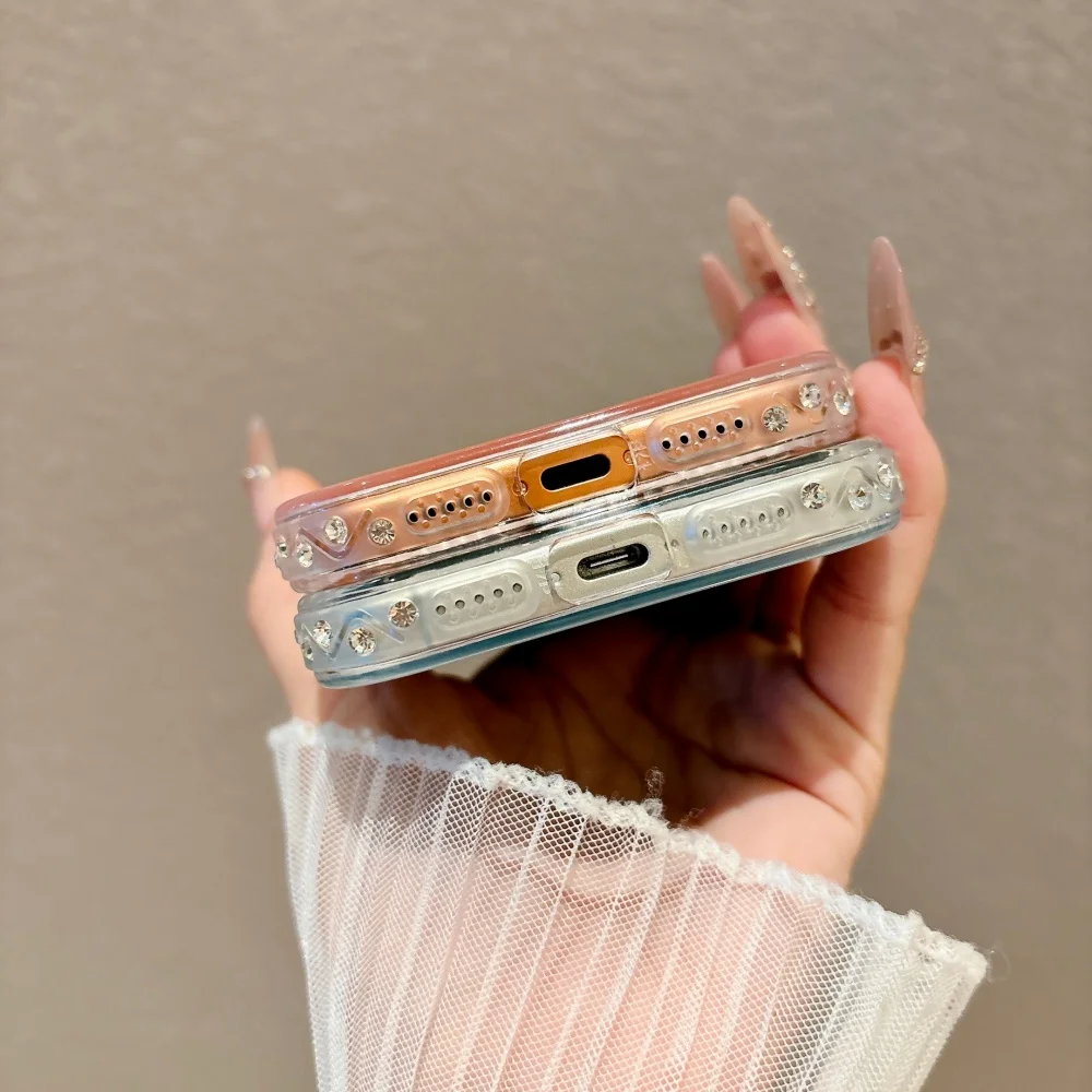 เคสโทรศัพท์กันกระแทกแบบแม่เหล็ก รุ่น Luxury Diomond Frame Glitter Sparkle สำหรับ iPhone 17 Pro Max 16 15 14 Pro 13 รองรับ Magsafe
