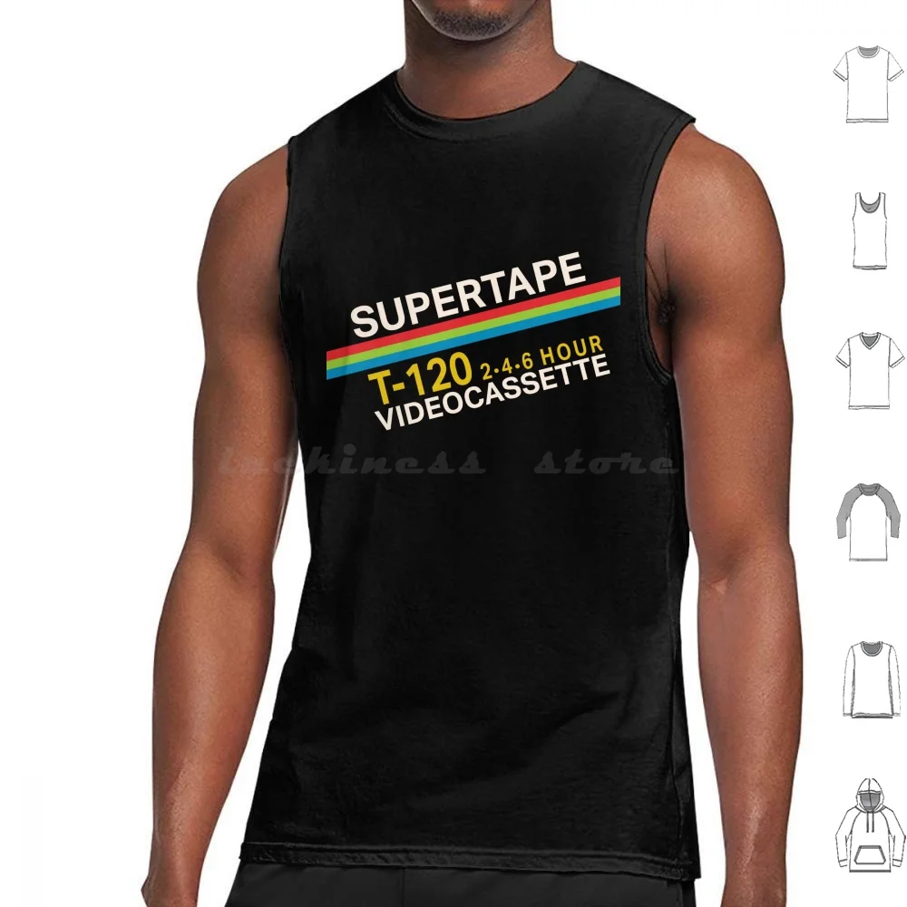 Supertape Vhs Tank Tops Print Cotton Vhs Video Tape Retro Box Art Cover Recoton Supertape Blank 80s 1980s 90s 1990s