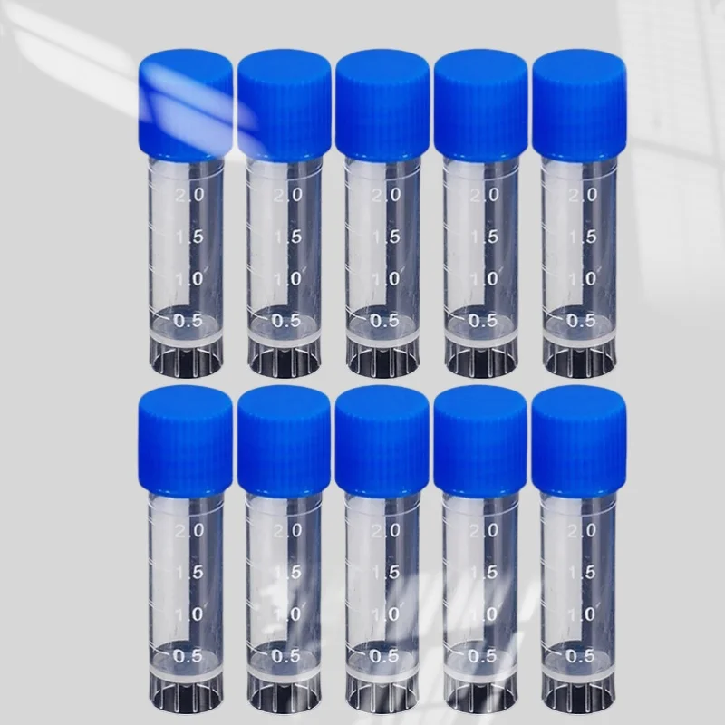 10PCS Laboratory Chemical Plastic Test Tube Vial Sealing Cap Packaging Container Office School Chemicals 2ML Laboratory