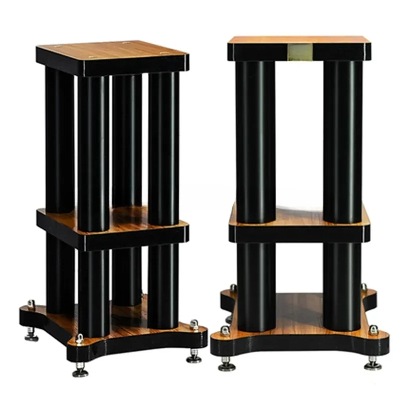 HiFi Shock Absorber Surround  Bracket Bookshelf Speaker Stands Tray Backing Plate Metal Solid Wood Base Rack (1 Pair)