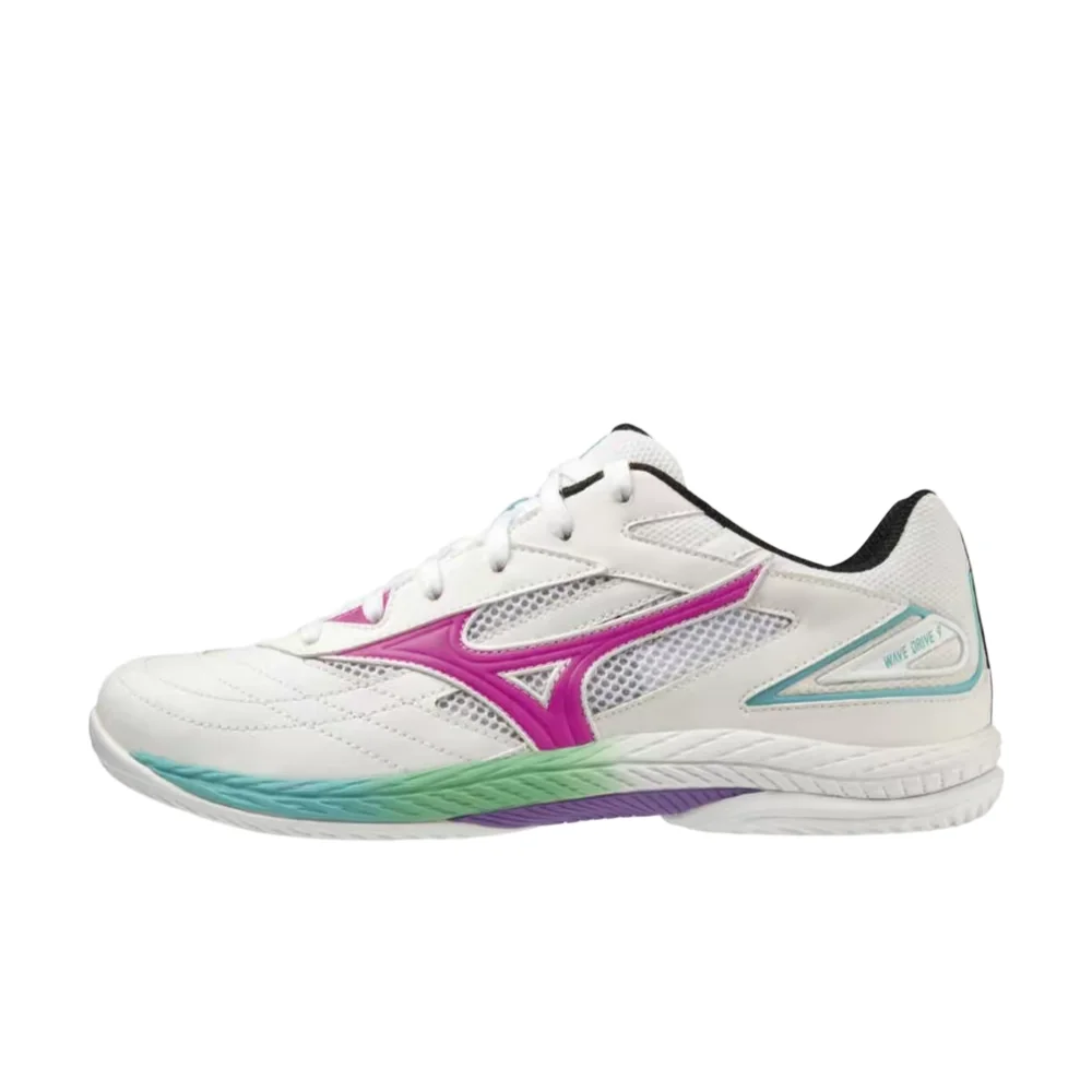 Mizuno WAVE DRIVE 9 Unisex Low-Top Training Shoes – White/Pink/Purple, Round-Toe, Shock-Absorbing & Durable 81GA220505