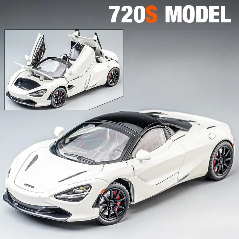 

1:24 Модель гоночного автомобиля 720S, литая под давлением металлическая модель спортивного автомобиля, имитация звука и света, коллекция детских игрушек в подарок