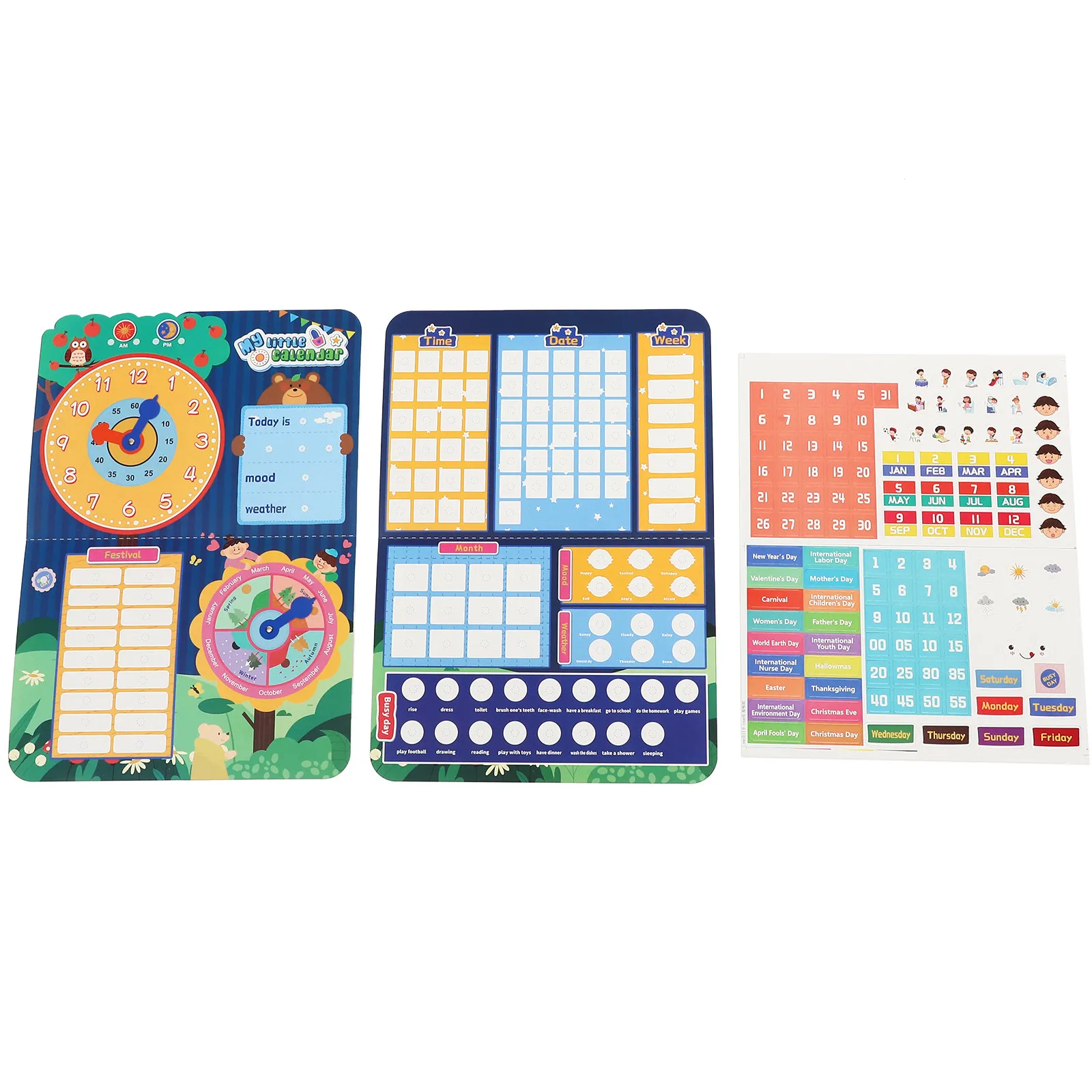 

Calendar for Kids Early Learning Toys English Weather Toddlers Cognitive Children's