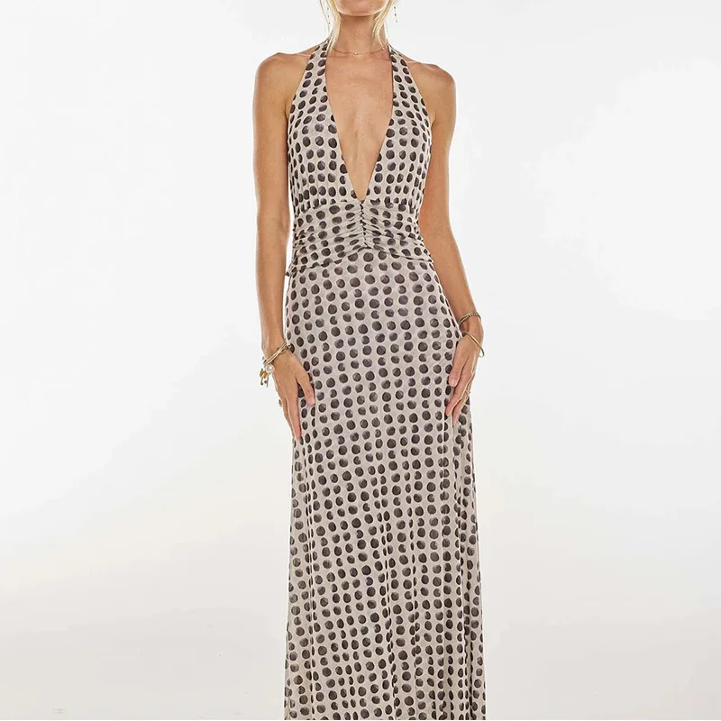 

Women Deep V Neck Print Bodycon Midi Dress Summer Casual Wrap Jumpsuit Playsuit
