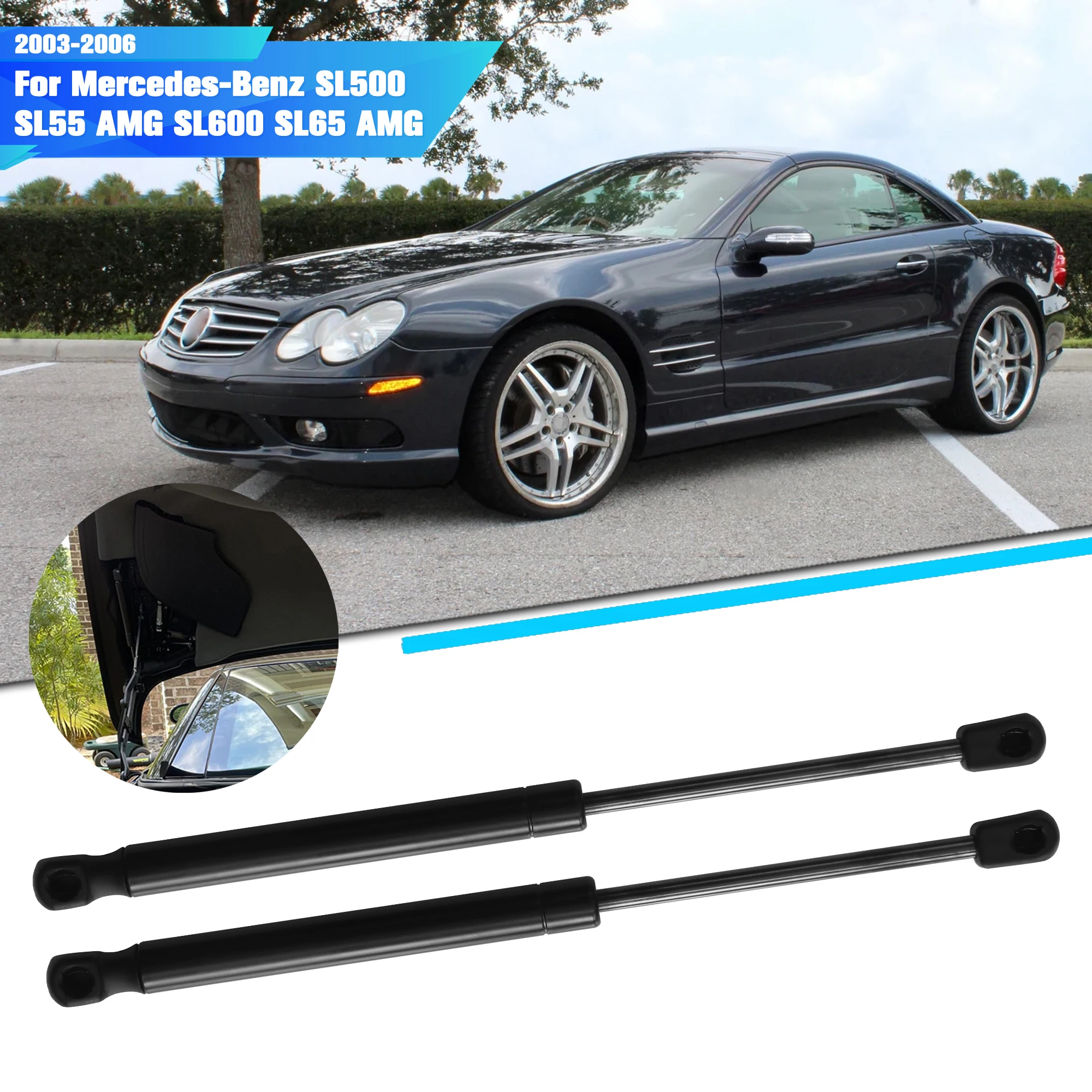 

2pcs For Mercedes-Benz R230 SL500 SL55 AMG SL600 SL65 AMG 2003-2006 Rear Car Trunk Tailgate Boot Gas Spring Shock Lift Supports