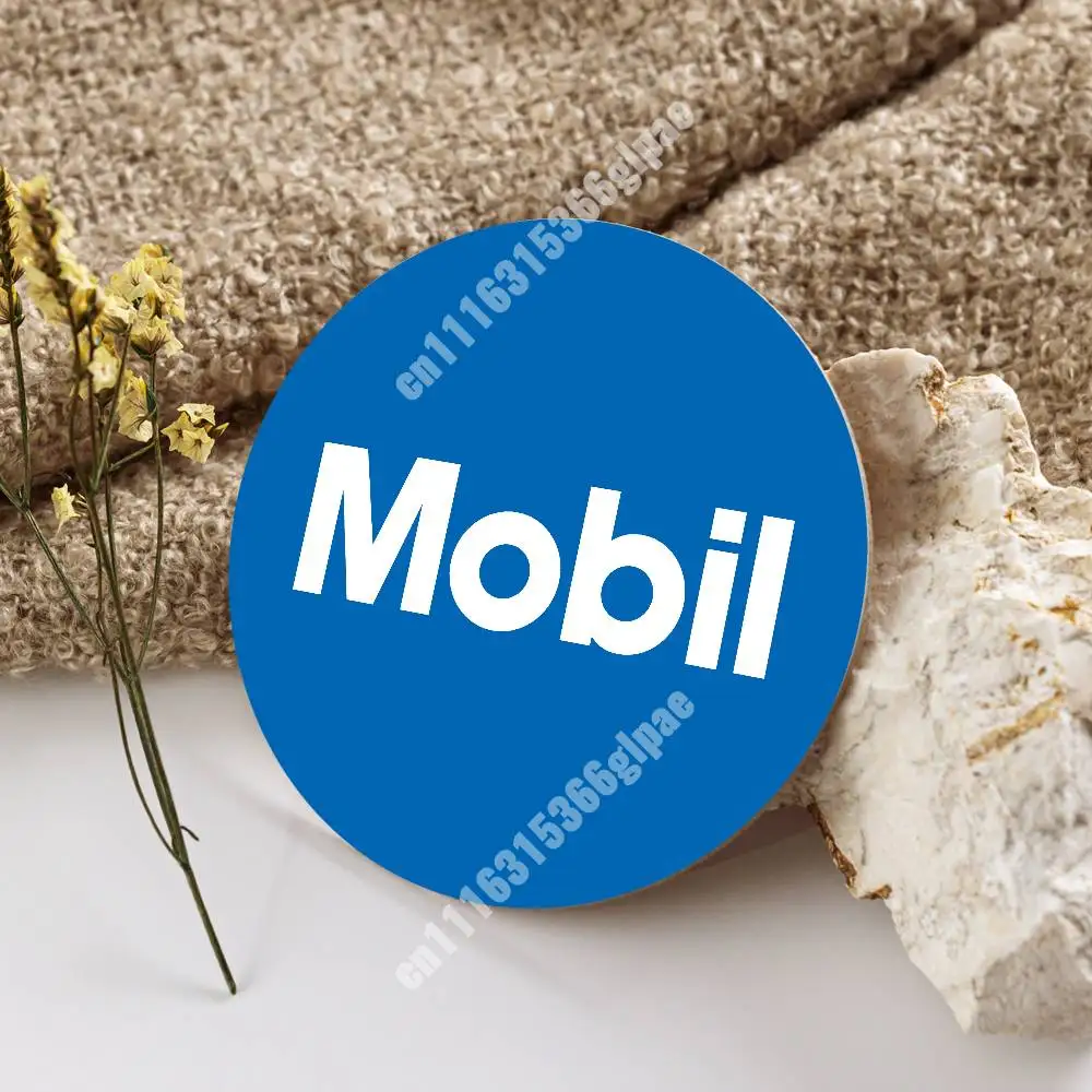 M-MobilExxon G-Gazprom Oil Gas Corporation Wooden Cup Mat Cappuccino Vodka Juice Water Coaster for Flower Shop 2