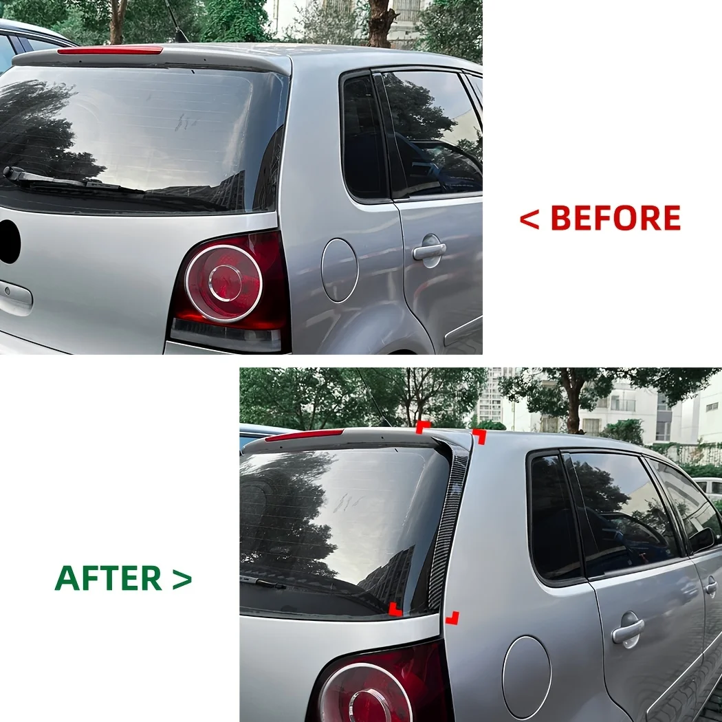 2PCS Car Rear Window Spoiler For Volkswagen Polo 9N 2001-2009 Wing Splitter Trim Cover Sticker Bodykits view 2