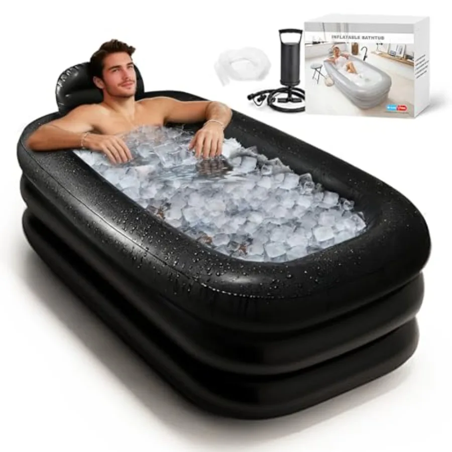 

Inflatable Ice Bath Tub for Adults- Blow Up Bathtub with CoverandComfort FloorFoldable Tub for Shower Spa Ice Baths Camping-Inc