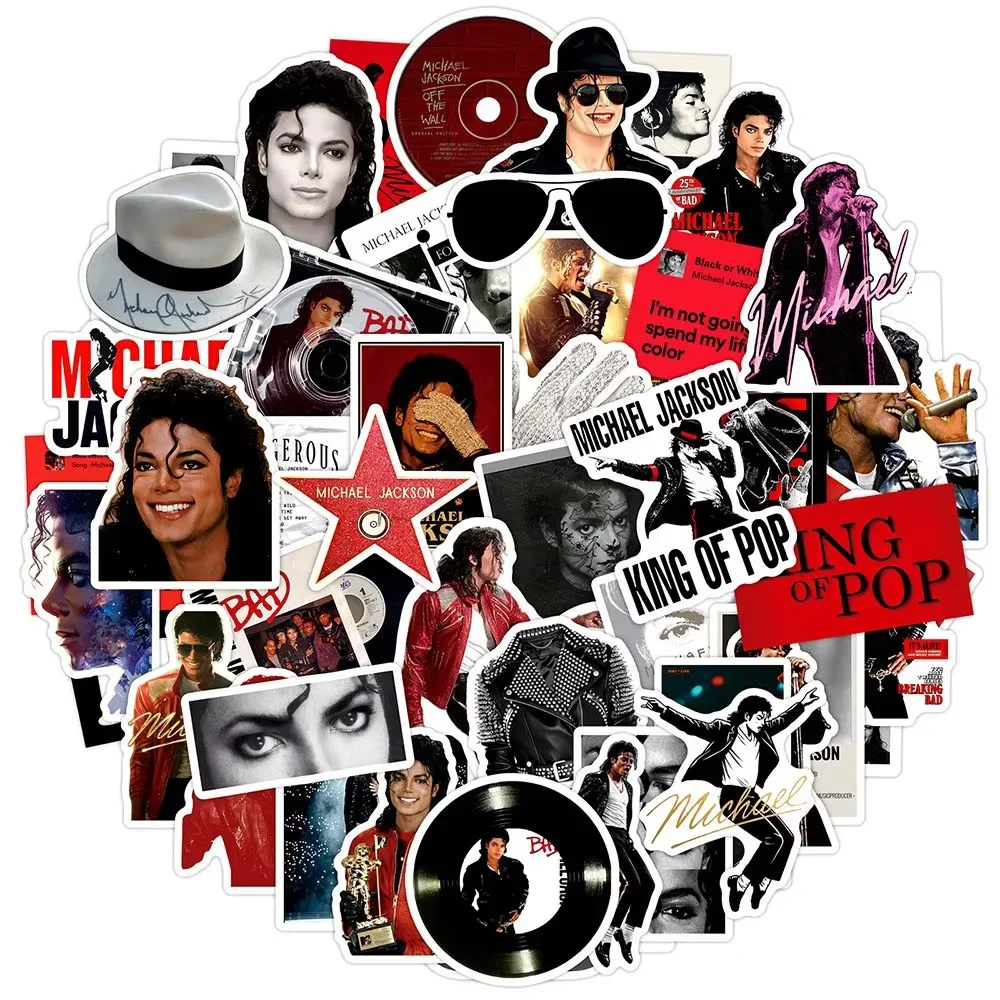 @2026 New 51pcs/50pcs Music King Michael Jackson Stickers Waterproof Vinyl Decal DIY Decorative Journal Scrapbook Laptop Luggage