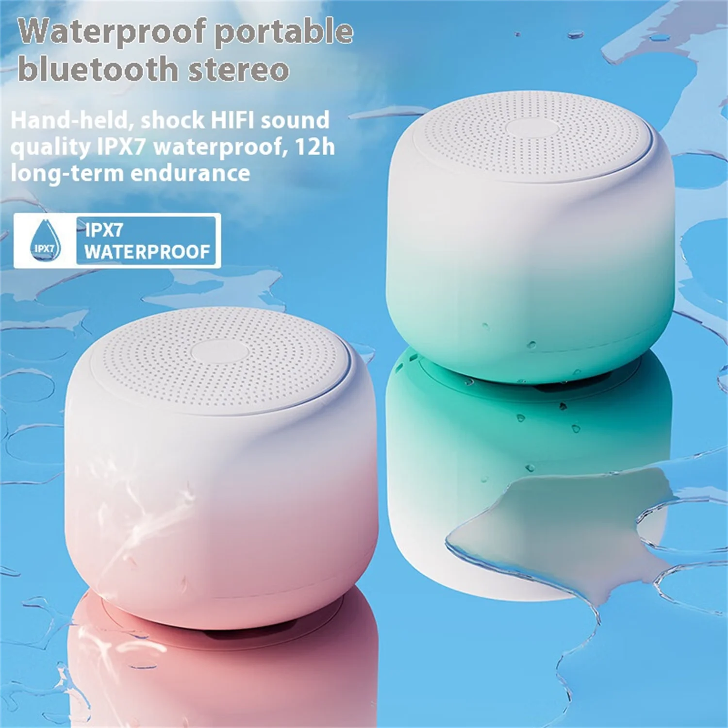 

Waterproof Bluetooth Mini Speaker Macaron Gradient Color Home Mini High Quality Portable Outdoor Hiking Camping