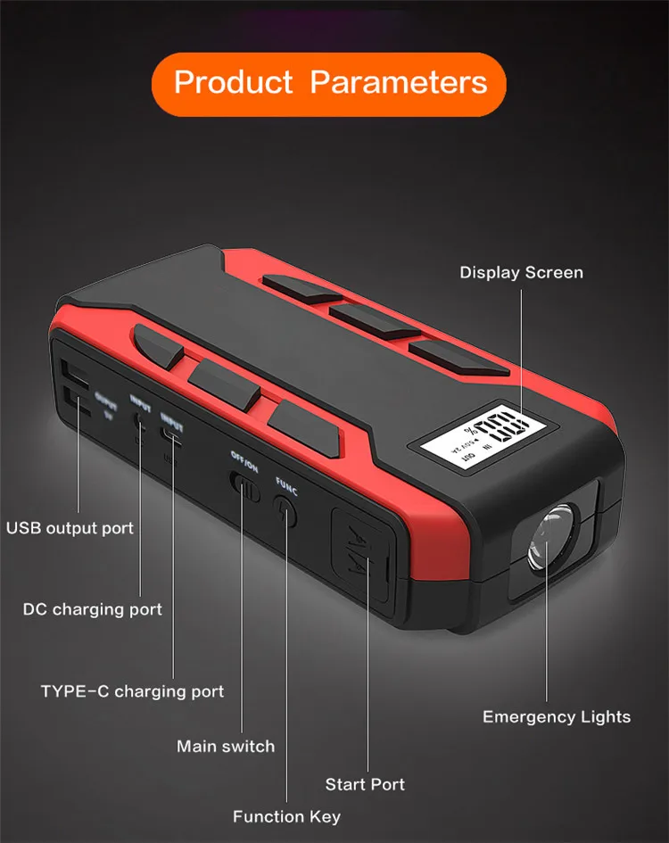 10000mAh high power emergency  jump starter car