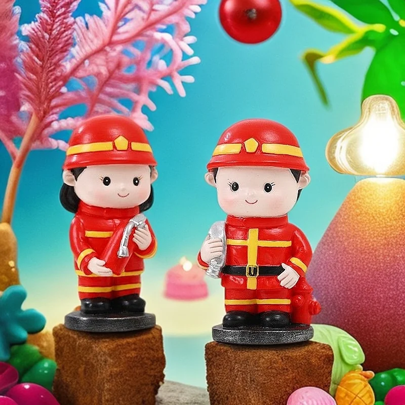 هدايا عيد الميلاد دمية رجال الاطفاء يدوية الصنع مكتب هدايا العيد الراتنج الحرف طاولة طعام الحلي المركزية غرفة المعيشة دراسة سطح المكتب الحلي سيارة الحلي