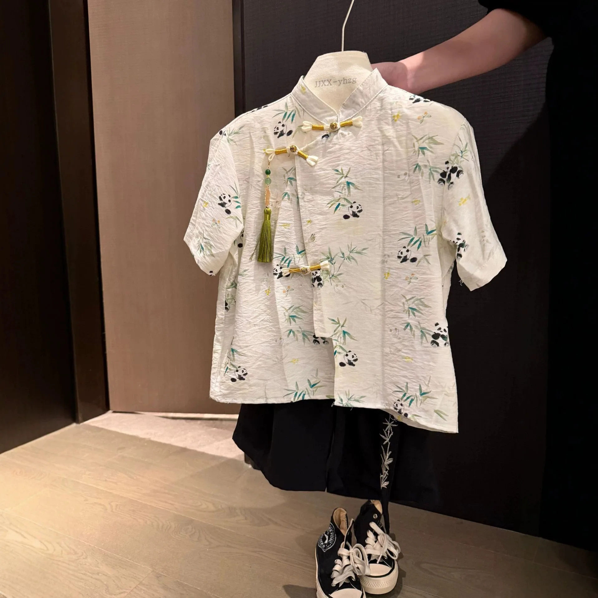 Boys' Suit 2026 Spring/summer New Children's Wear Boys' Baby New Chinese Button Shirt and Ribbon Shorts Two-piece Set