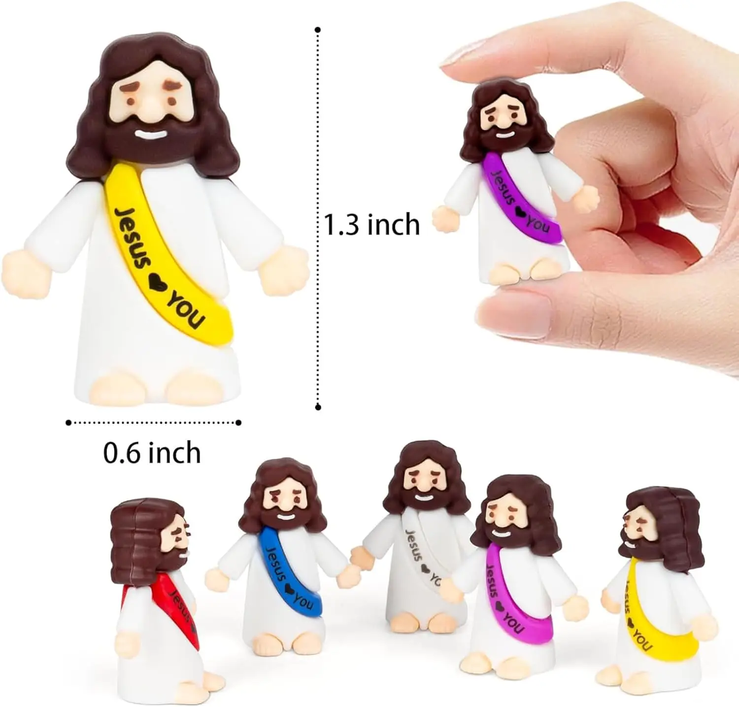 20 Little Jesus Figures Jesus Loves You Mini Jesus Figures Hide and Seek Religious Party Favors Sunday School Easter Egg Stuffer