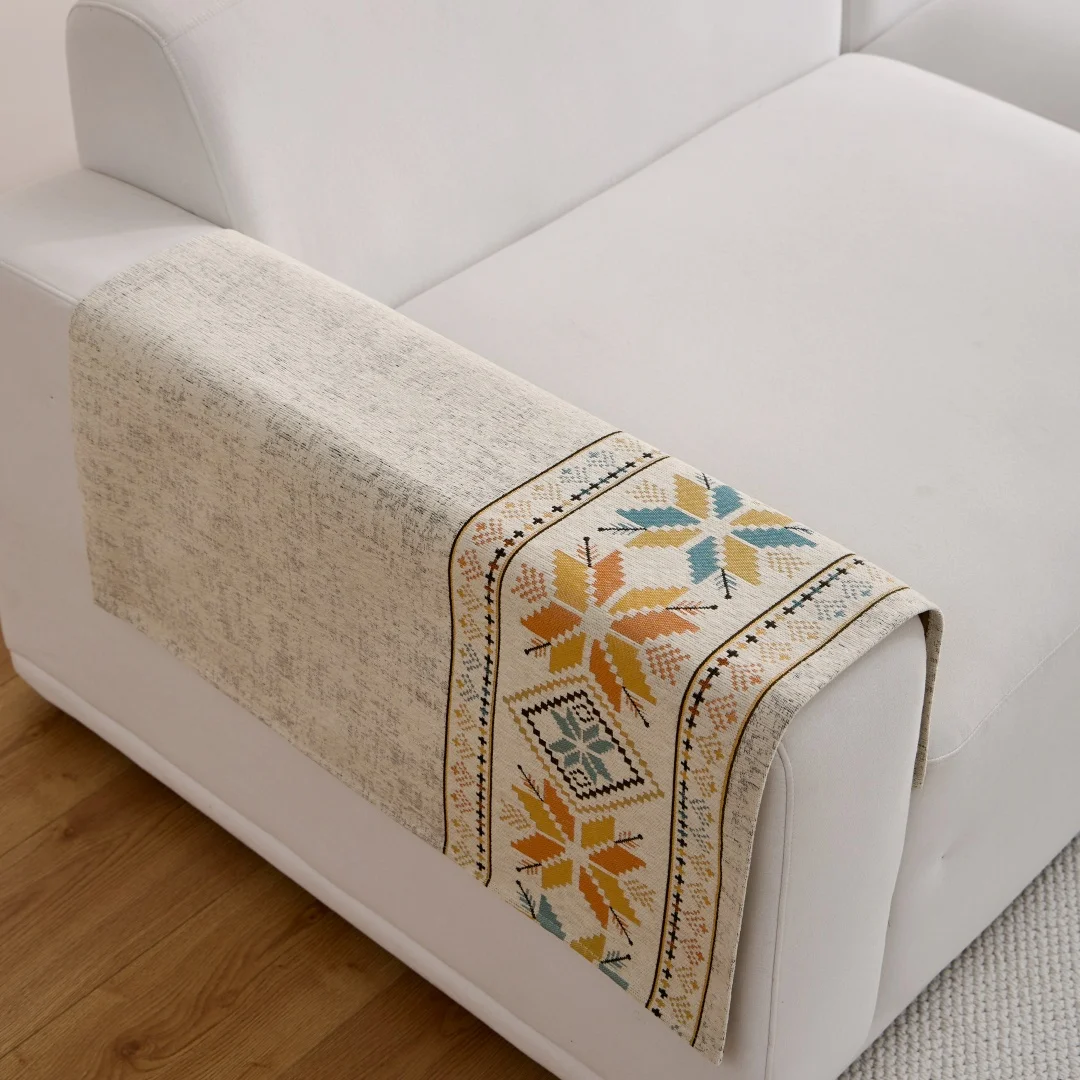 1 Stück Bohemian Jacquard Chenille Sofa Handtuch Boho Stil Sofabezug für alle Jahreszeiten Wohnzimmer Couch Möbelschutz Dekor – Detail 6