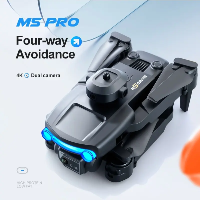 M5 RC Drone Obstacle Avoidance Optical Flow Location WiFi FPV With 4K Dual HD Camera Altitude Hold Mode Foldable Quadcopter RTF