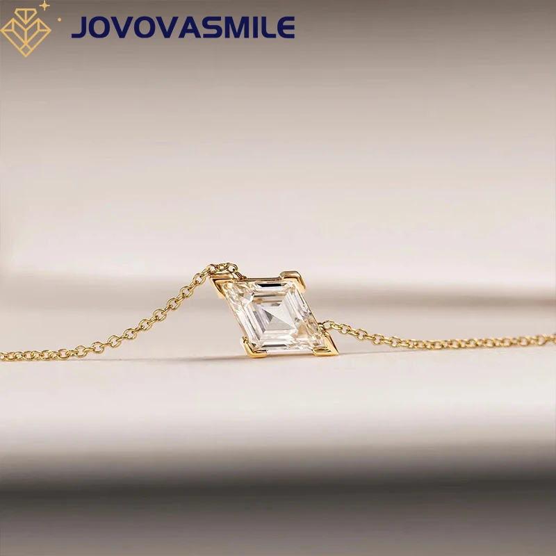 JOVOVASMILE Vvs Moissanite Necklace 0.5ct Lozenge Cut Silver Plated 18k Gold Jewelry Christmas Gift For Women