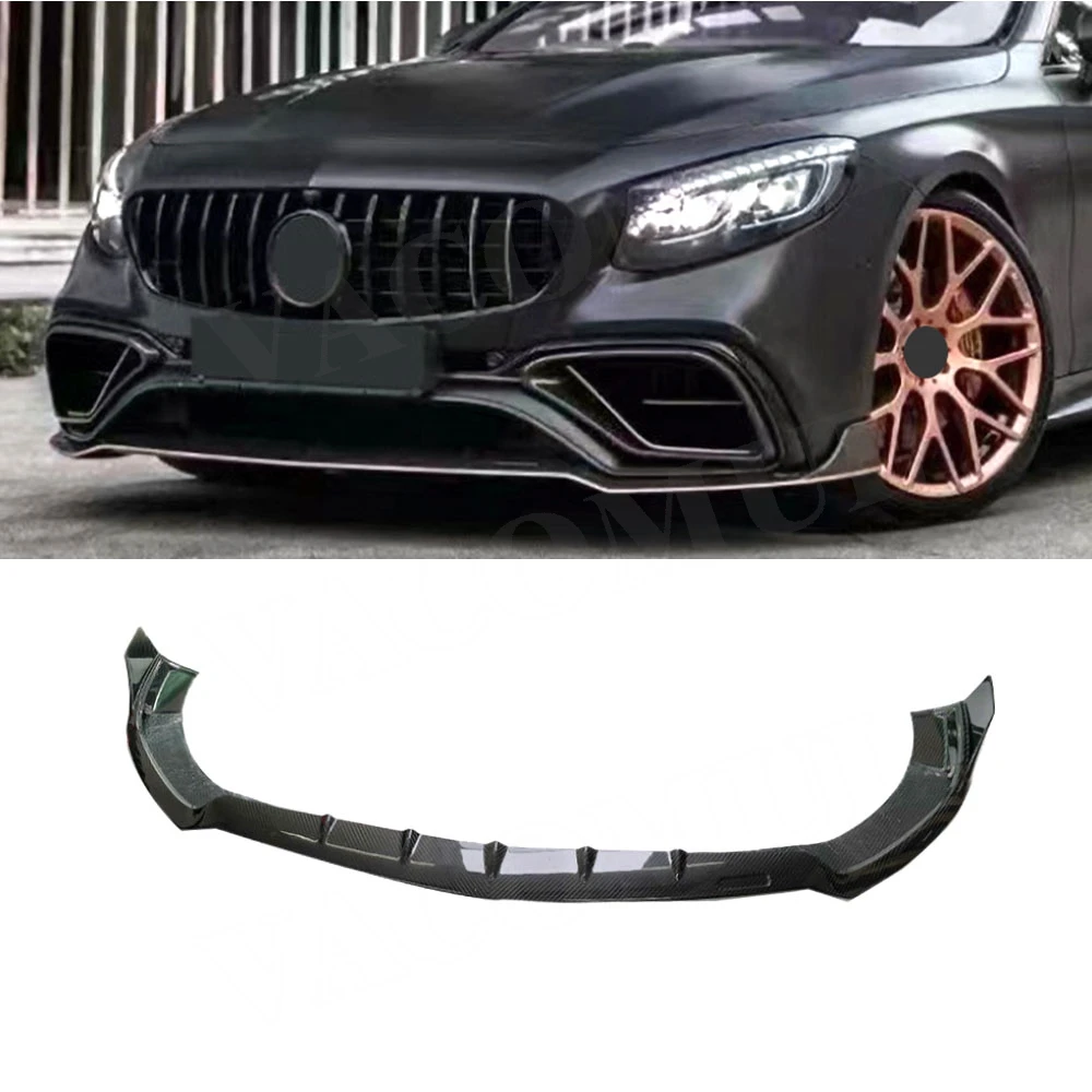 

For Benz S Class W217 C217 S63 S65 AMG Coupe 2014-2019 Carbon Fiber Front Bumper Chin Lip Spoiler Spoiler FRP Black