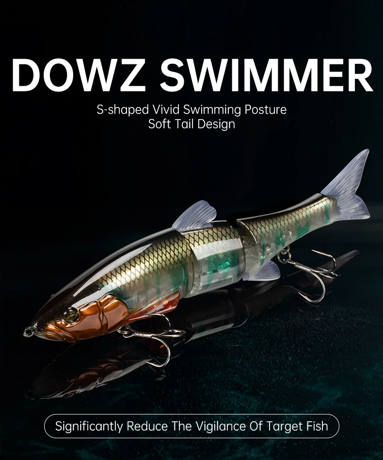 LEYDUN DOWZ SWIMMER 180SF 2oz Langsam schwimmende Angelköder mit dreifachem Gelenkkörper, Gleit-Swimbaits, harte Köder, Wobbler für Barsch und Hecht – Detail 1