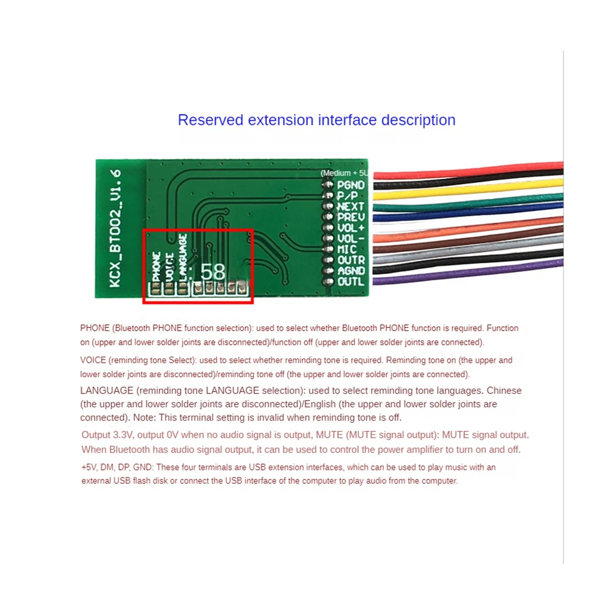 BT5.0 Audio Receiver Module Stereo Audio Output Circuit Receiver
