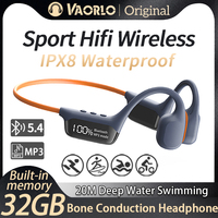 Bluetooth 5.4 Bone Conduction Headphone IPX8 Waterproof Swimming LED Display 32GB MP3 Player HIFI Music Sports Wireless Earphone