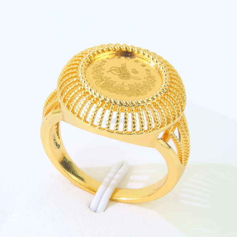 Türkische Goldmünzen Ring 21 Karat vergoldet Dubai Braut Hochzeit Paare Ringe Arabisch Islamische Frauen Ramadan Party Schmuck – Detail 25