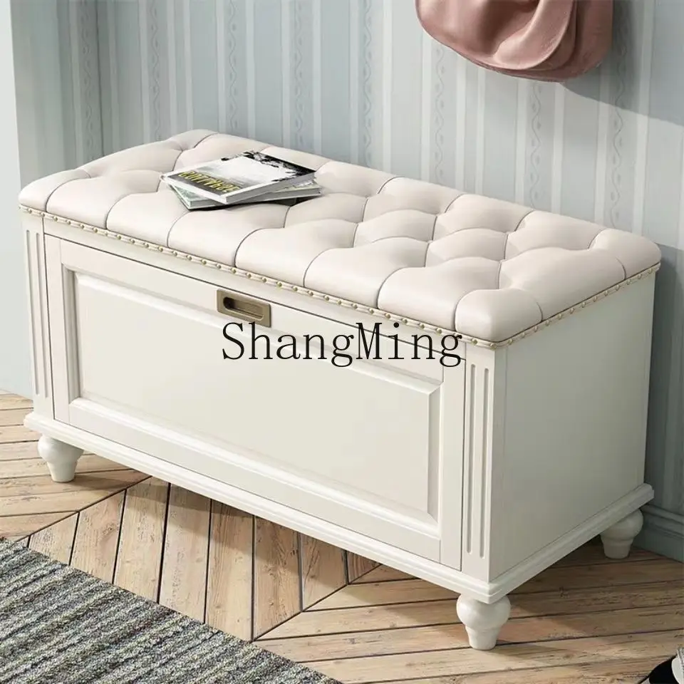FG wood tipping bucket shoe change stool can be sat in the foyer, shoe stool simple entry home door shoe cabinet