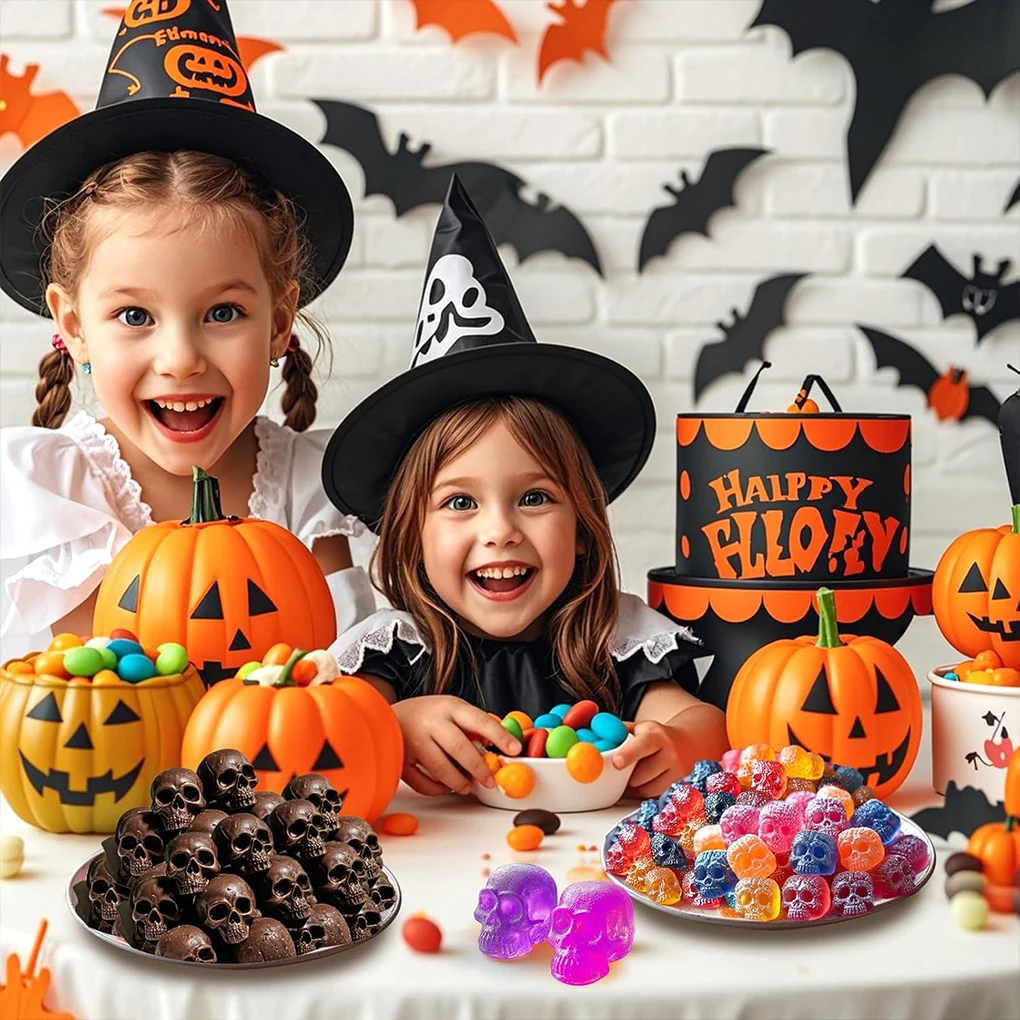 40 cavità teschio cioccolato stampo in Silicone biscotto torta caramelle stampo da forno vassoio di ghiaccio fai da te sapone candela decorazione regalo festa di Halloween