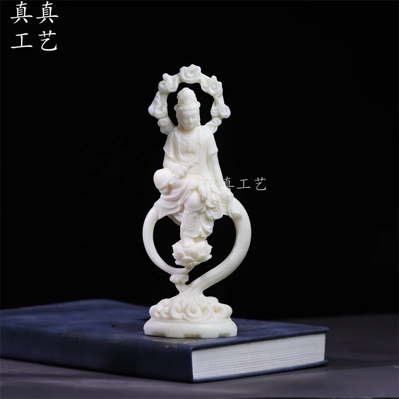 Ivory Nut Guanyin on the Lotus Throne Living Ornament Decoration Office Car Swing Hallway Antique Shelf Crafts Statue Gift Stall