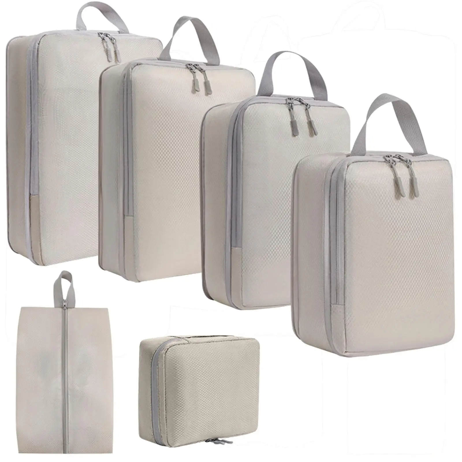 6x Compression Packing Cubes Luggage Bags Breathable Toiletry Bag Travel Luggage