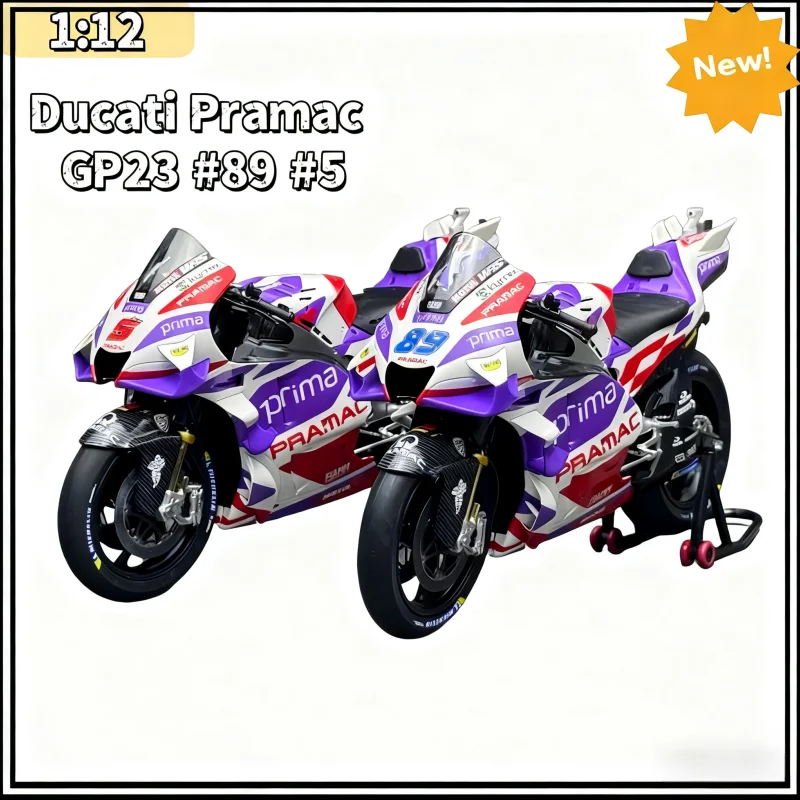 بيع جديد Kiloworks 1:12 Ducati Pramac Gp23 2023 فريق عربة الراكض رقم 89 رقم 5 ألعاب سيارات مصغرة مصنوعة من خليط معدني للدراجة النارية