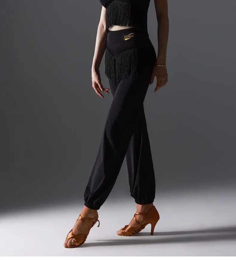 Chimengyue Latin Dance Tassel Pants New Adult Women's Belly Dance Long Pants Rumba Practice Long Pants