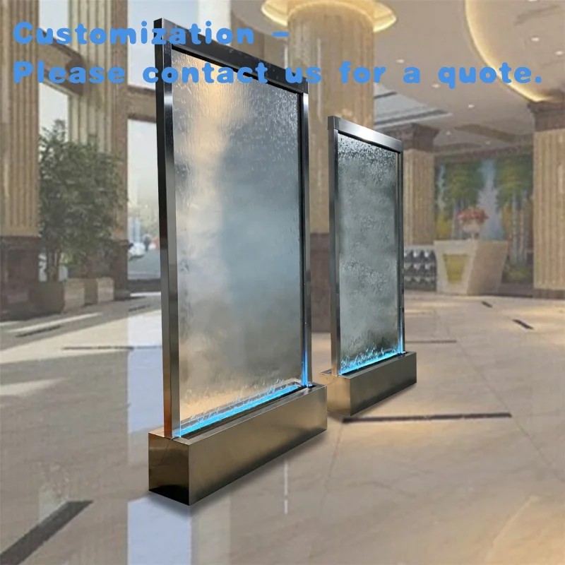 

custom.Hot Selling Indoor Glass Waterfall Stainless Steel Fountain Feature