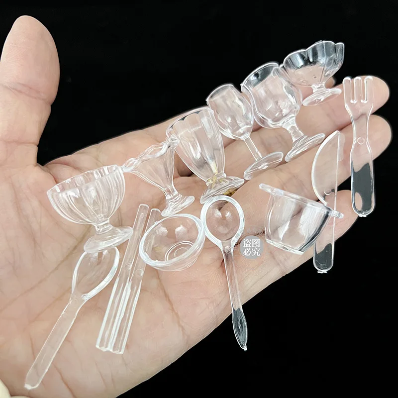 

26 Pcs Mini Ice Cream Toys Supplies Maker Accessories Cone Shape Bowl Dessert Containers Plastic Clear Dishes