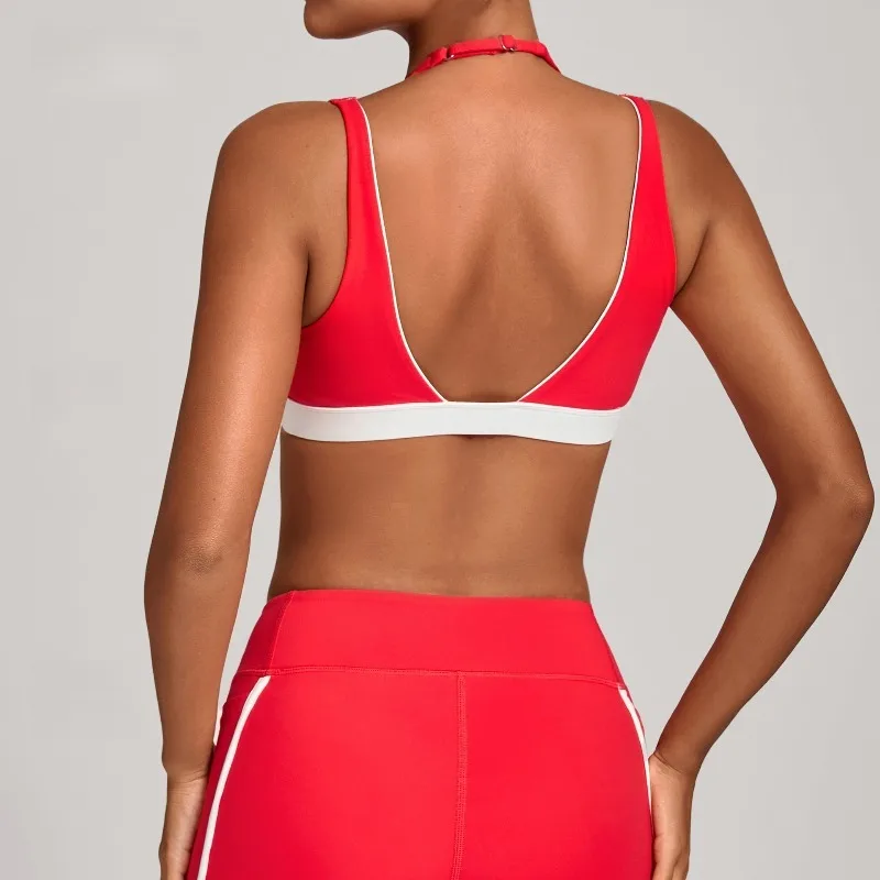 حمالة صدر لليوجا للنساء بألوان متباينة وحمالات كتف مزدوجة ضيقة وحمالة صدر رياضية للياقة البدنية والجري كاجوال لليوجا #5