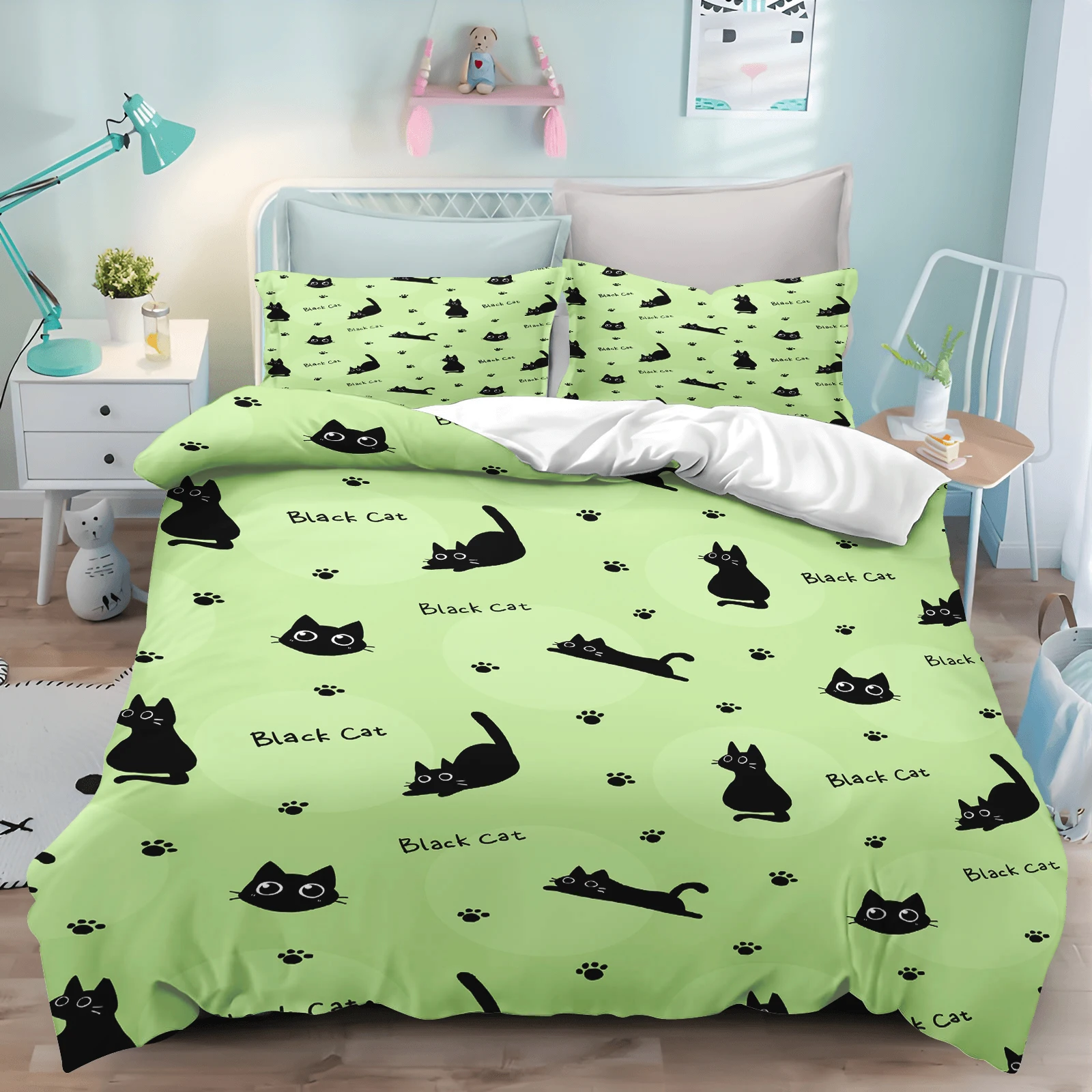

Anime Cat Quilt Cover 3D Printed Cartoon Duvet Comforter 100% Polyester Soft and Comfortable Night Sky Bedding Sheets Sets