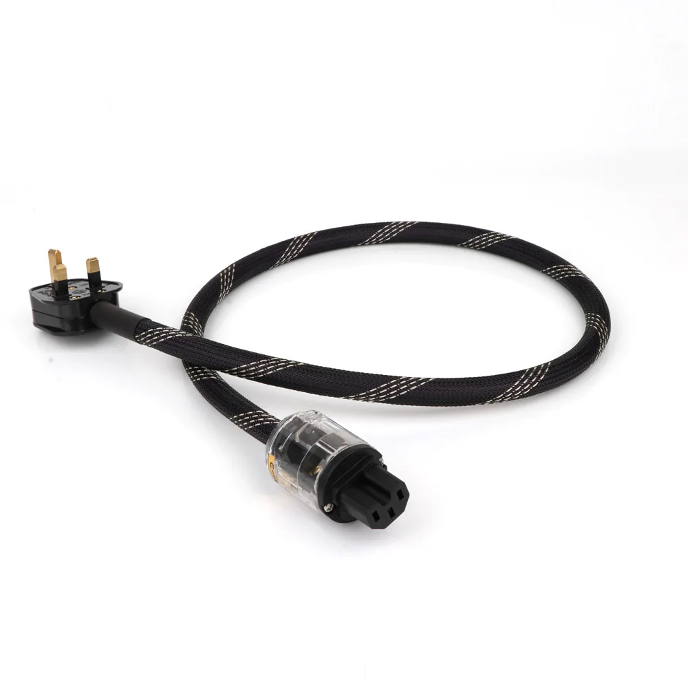 Câble d'alimentation plaqué argent D504, câble d'alimentation britannique avec bouteilles 15A IEC, extrémité HIFI, câble d'alimentation britannique