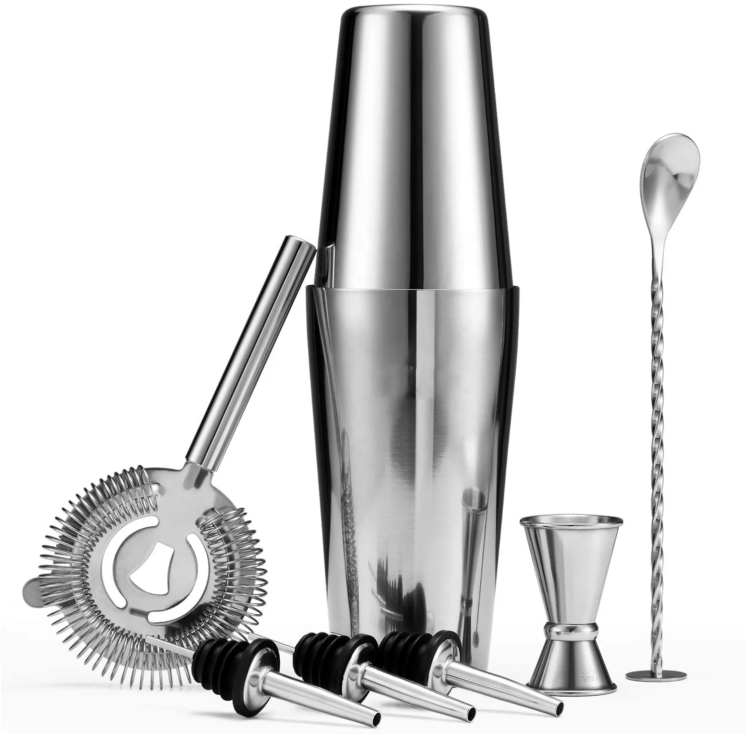 

stllCamol Factory 8-Piece Professional Bartender Kit Stainless Steel Boston Shaker Accessories Mixology Bartending Kit Metal