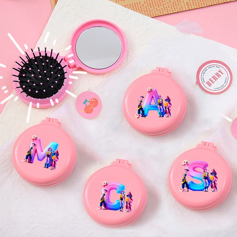 

Kawaii KPop Demon Hunters расческа на воздушной подушке однотонная портативная зеркальная массажная расческа для девочек ярких цветов парикмахерская складная расческа