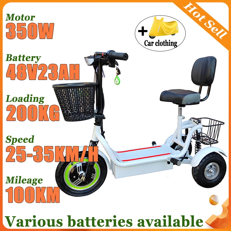 

New 12 Inches Portable Adults Electric Scooter Fold Mini Small Elderly Electric Tricycle Disabled with Basket Electric Vehicle