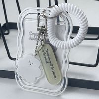 Transparent Card Holder Student Bus Campus Meal Card, 3-inch Polaroid Card Holder, Spring Pendant Keychain