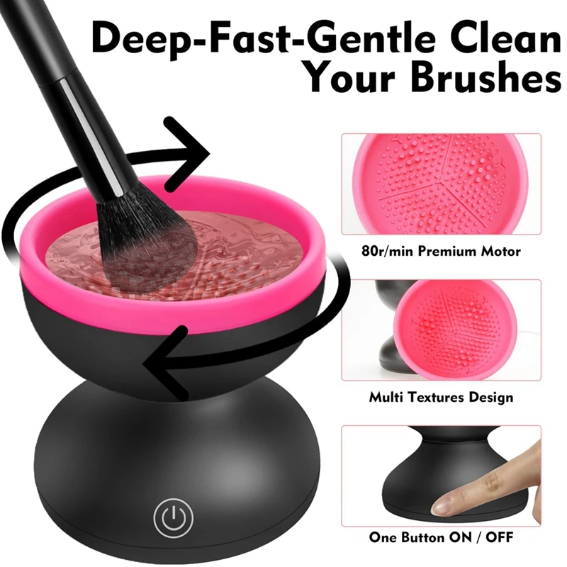 Electric Makeup Brush Cleaner Machine Quick Dry Makeup Brush Cleaner Machine For All Size Make Up Brush Cleaner, A