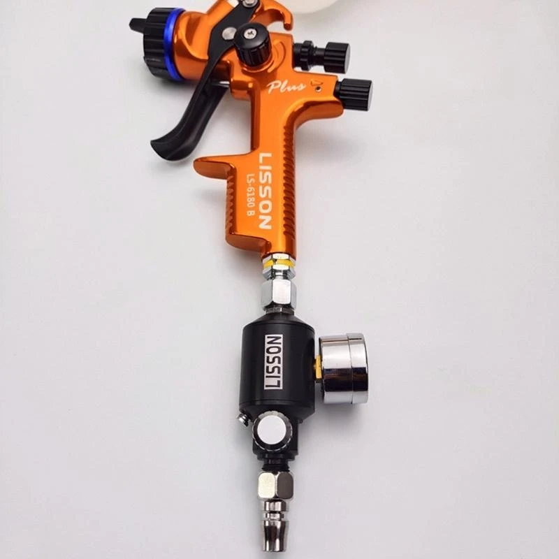 57QF Pneumatic Spray Gun Pressure Regulator Oil-water Separator Air Tools with Gauge Setting and Reading Black Green