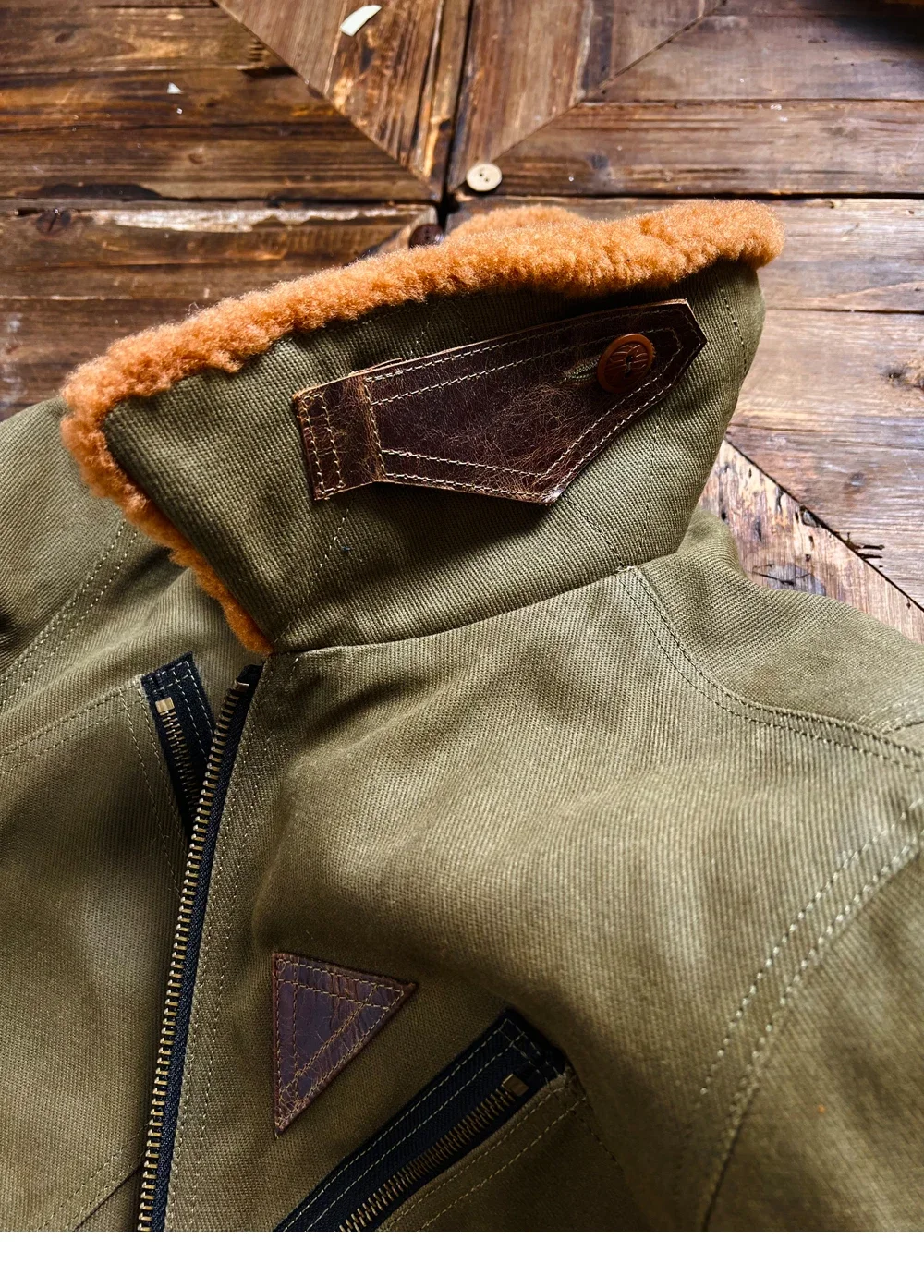 Blunt Razor American Vintage Military Style Oil Wax Canvas Marshall Flight Suit Lamb\'s Wool Lined Padded Windproof Jacket